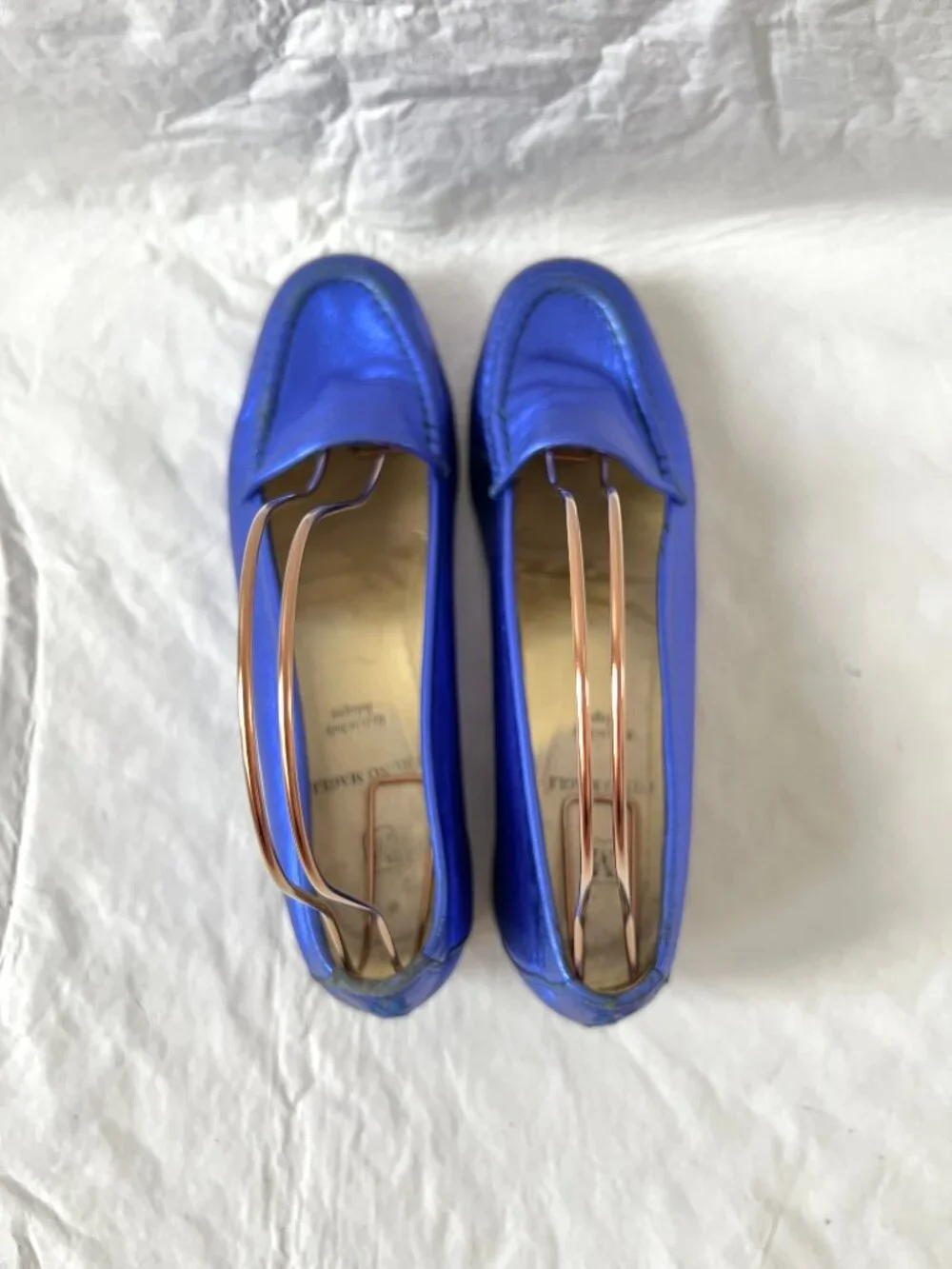 Bruno Magli loafers metallic blue leather EU 39 US womens 9 slip on shoes